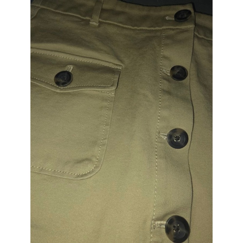 Boden Tan Khaki Button Front Utility Skirt Size 8R Pocketed Twill Cotton A-Line - Picture 4 of 7